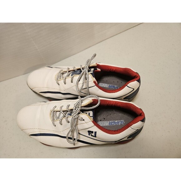 FootJoy Superlites Men's Golf Cleats Model 58009 White/Blue/Red Sz 10M US - Picture 6 of 10